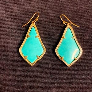 Kendra Scott turquoise Alexa pendant earrings, gold frame